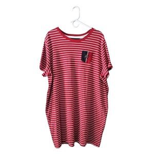 Tommy Hilfiger Women’s Size XXL Red White Striped Swing Dress Logo Silver H